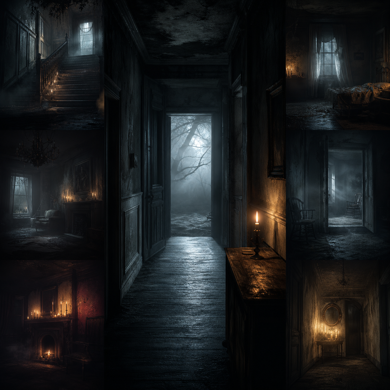 Generated cover art for Creepy Hauntings - Full Collection by William Blanchard Music